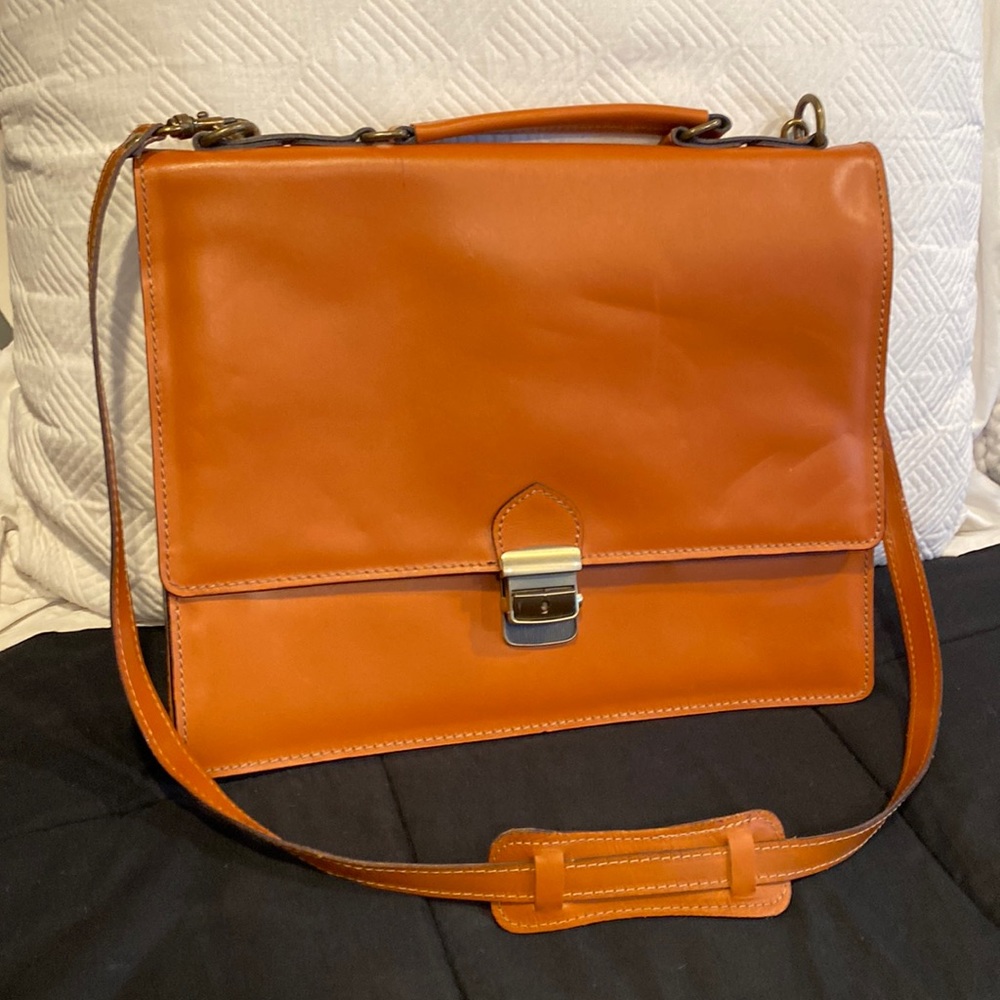 Borse in Pelle leather briefcase with shoulder strap